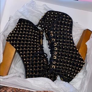 Jeffrey Campbell Lita Black & Gold Spikes